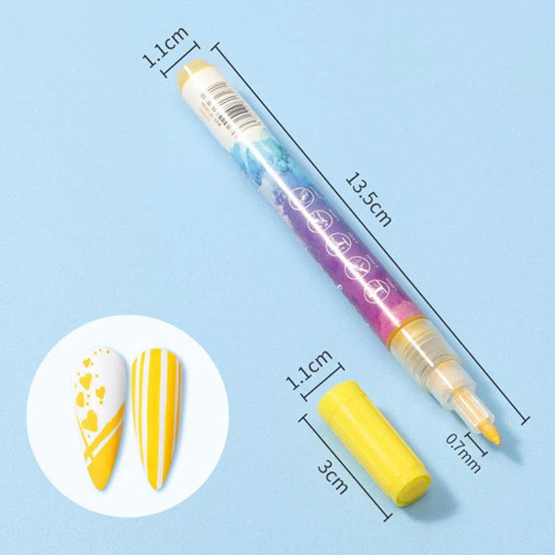 PrescisionNail - 12-Farbiger Nagelstift- Ultradünner gebogener Nagelschreiber