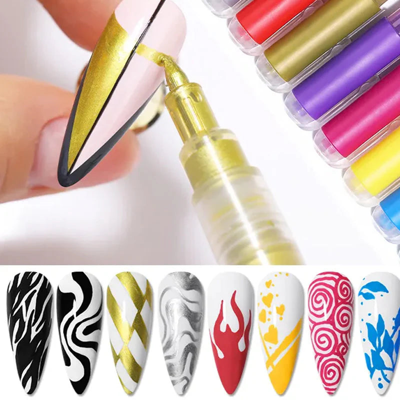 PrescisionNail - 12-Farbiger Nagelstift- Ultradünner gebogener Nagelschreiber