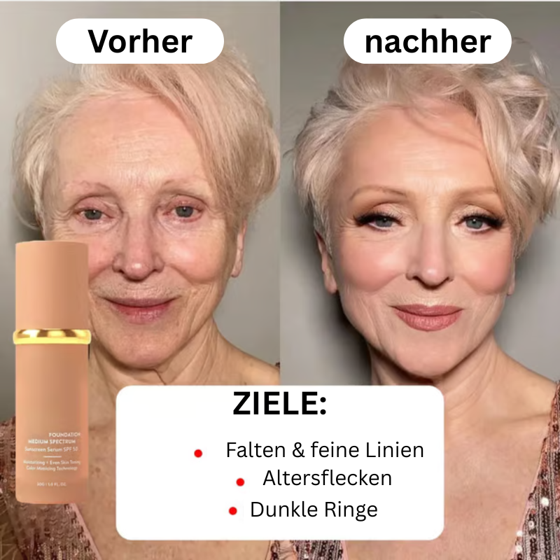 Reife Haut Foundation mit SPF, hydratisierend und mattierend für ein makelloses Finish
