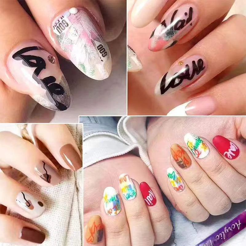 PrescisionNail - 12-Farbiger Nagelstift- Ultradünner gebogener Nagelschreiber