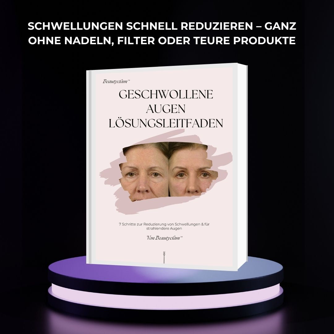 Vorher-Nachher-Bild einer Augencreme gegen Schwellungen, Falten und dunkle Augenringe.